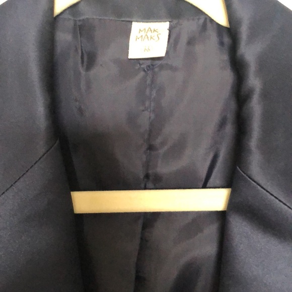 Navy blue blazer with gold colored buttons. - Picture 2 of 5